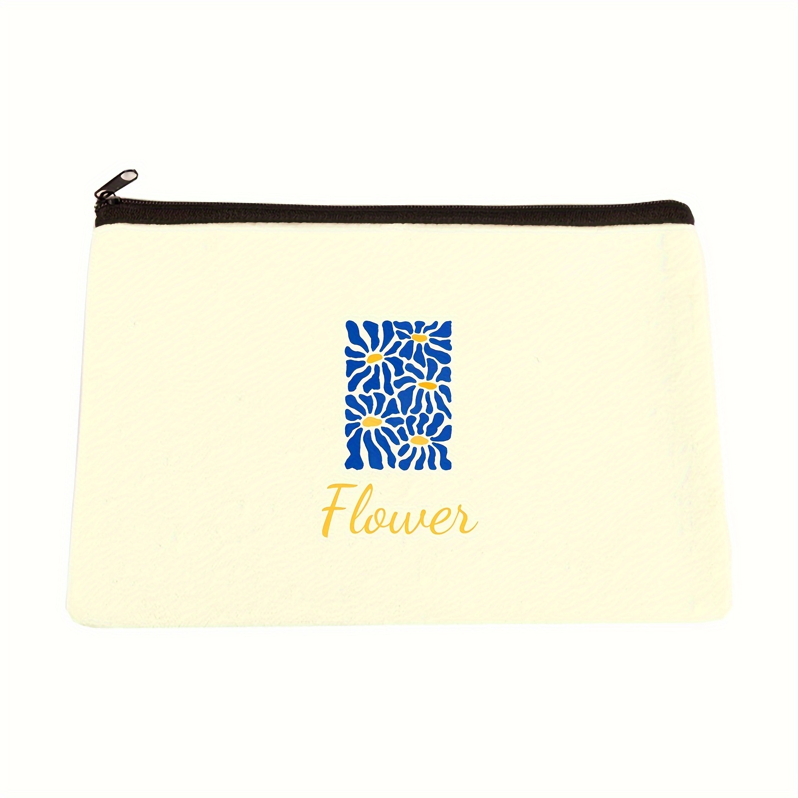 Customized Blue Flower Painted Canvas Toiletry Bag Handbag Temu Ireland