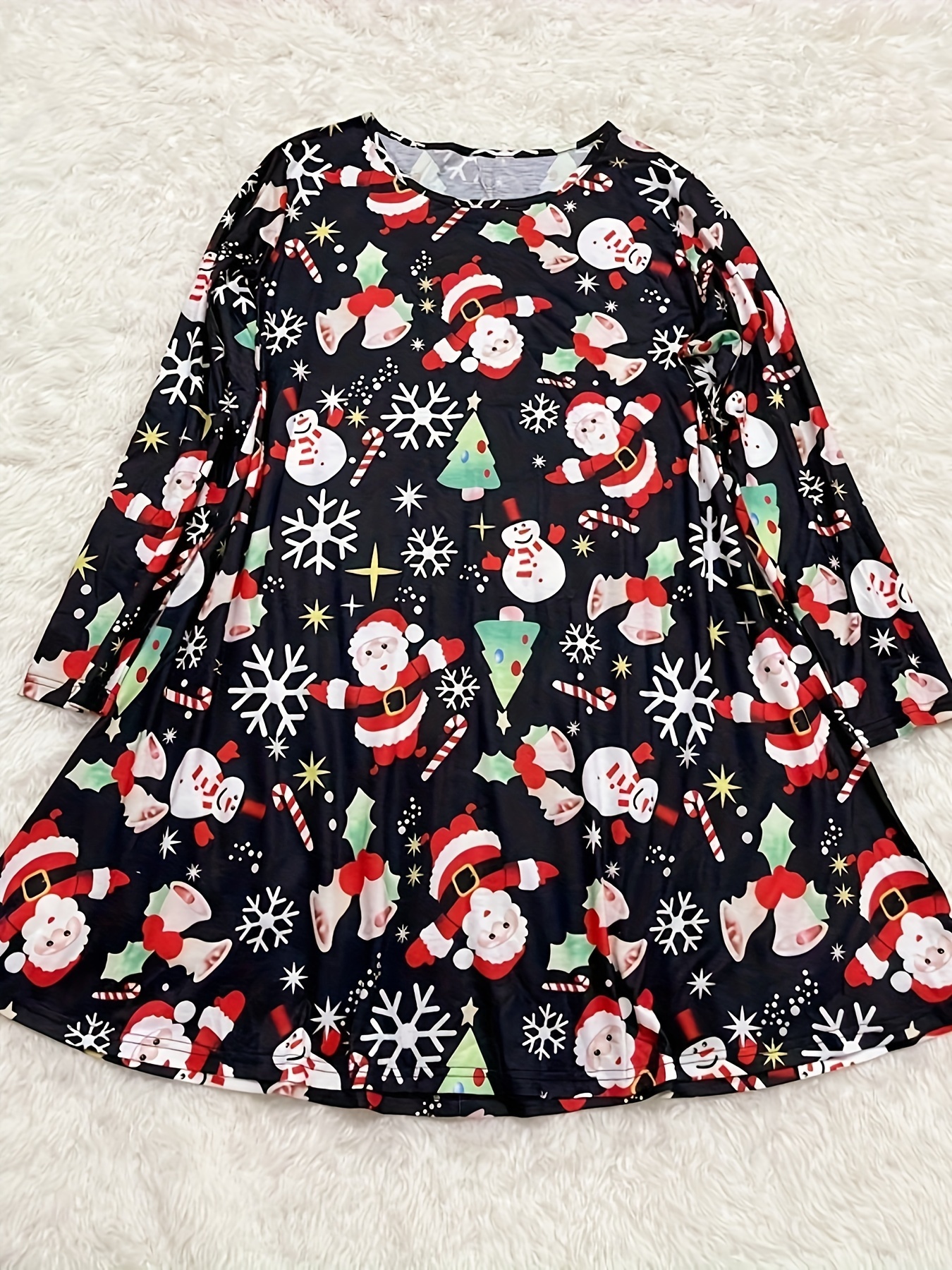 plus size ladies christmas theme printed round - Temu