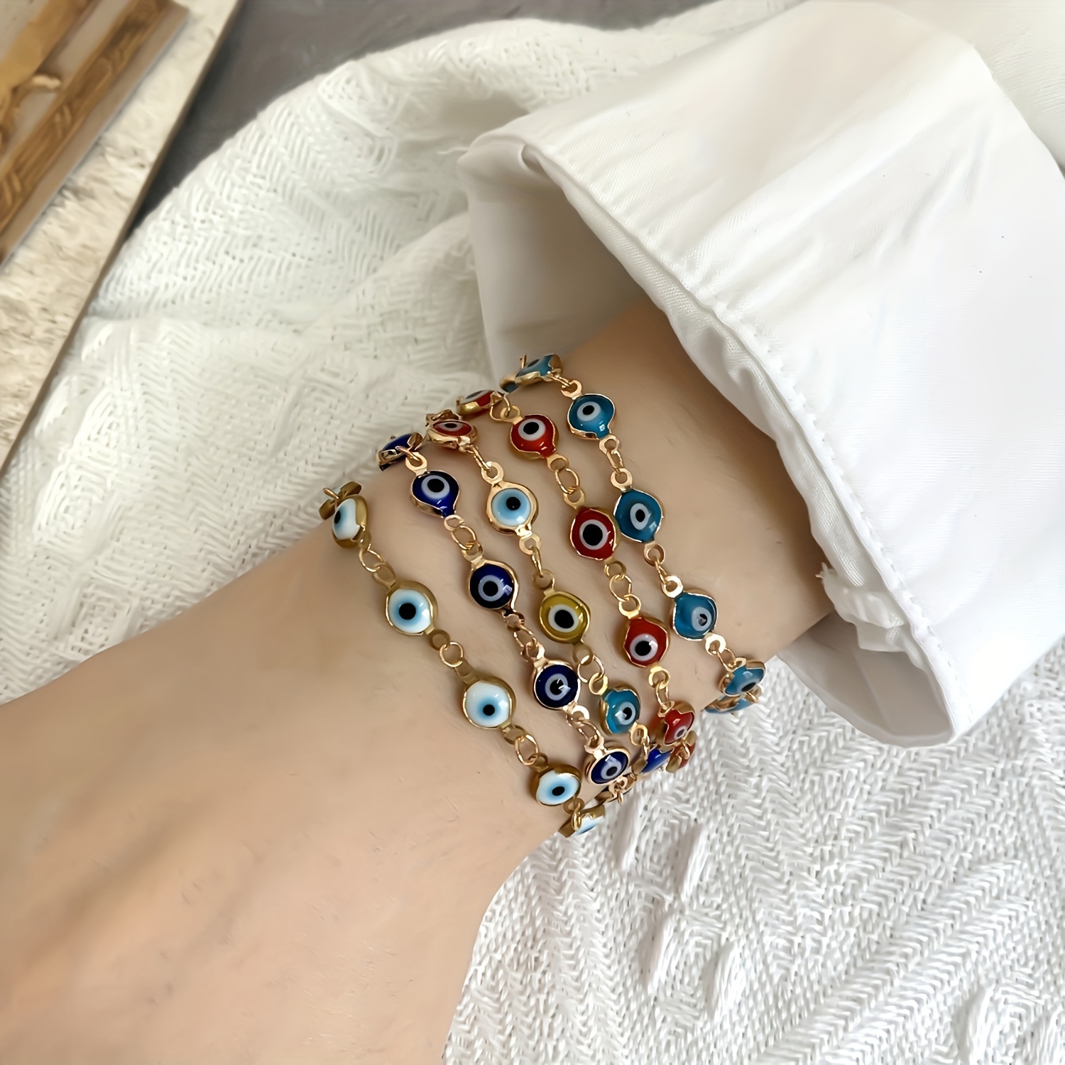 Evil Eye Beads With Third Eye Pendant Protection Charm Bracelet