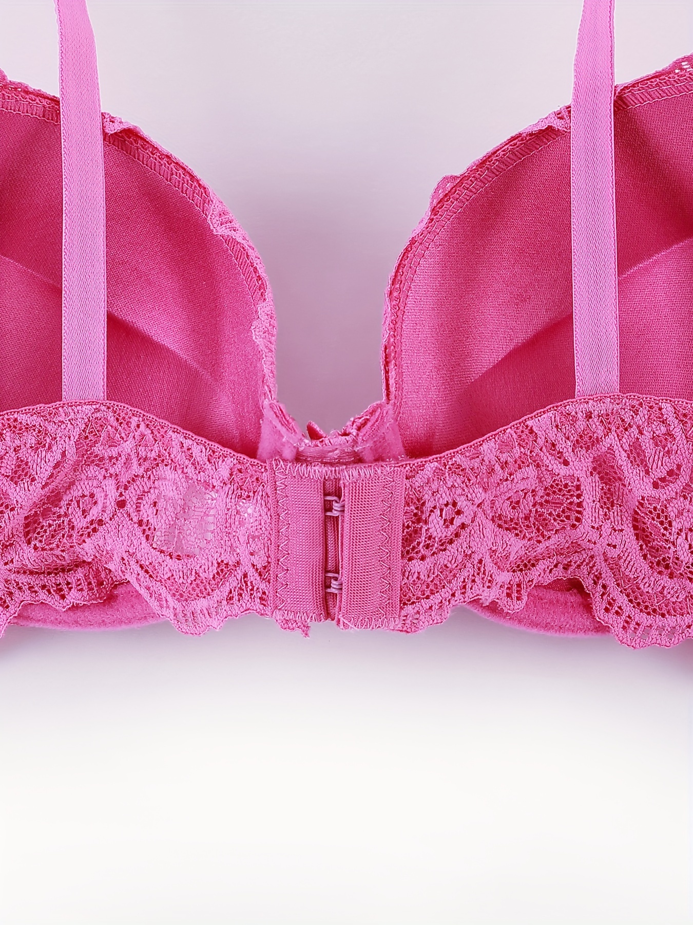2pcs Contrast Lace Push Up Bras, Comfy & Breathable Intimates Bra, Women's  Lingerie & Underwear
