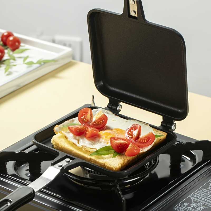 Double Sided Frying Pan, Triangle Shape Sandwich Pan Non-stick Grilled Panini  Maker Pan Stovetop Toasted Sandwich Maker For Cake, Bread