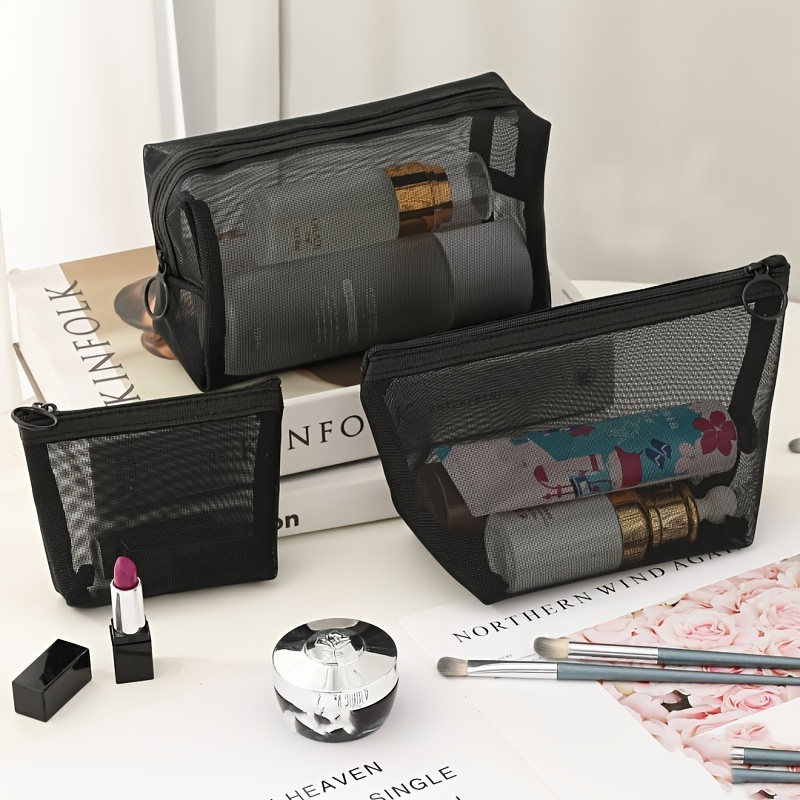 Portable Square Mesh Storage Bag Portable Mesh Cosmetic Bags - Temu