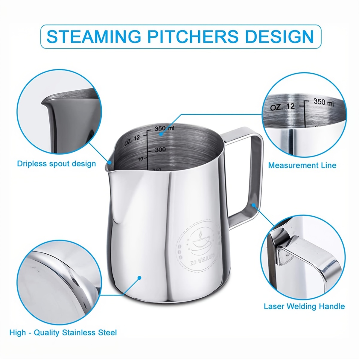 Stainless Steel Milk Frothing Pitcher Espresso Steam Coffee
