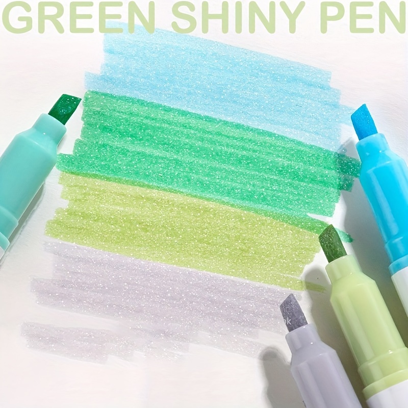 4Colors/box Fine Glitter Highlighter Pen Set Pastel Fluorescent Markers  Scrapbook Painted Stationery Flexible Line Width Supplie - AliExpress