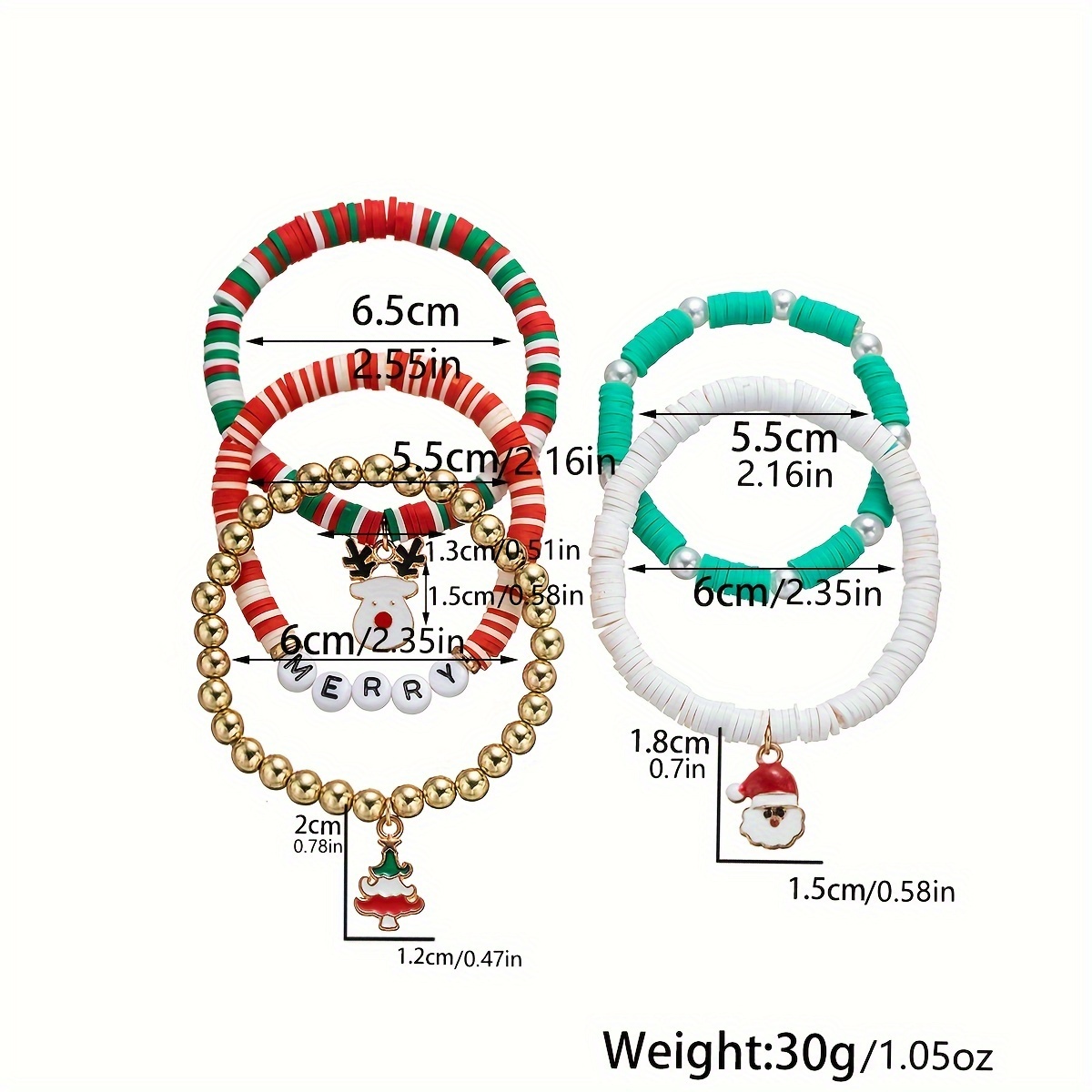 Christmas Soft Clay Beaded Bracelets Cute Santa Claus - Temu