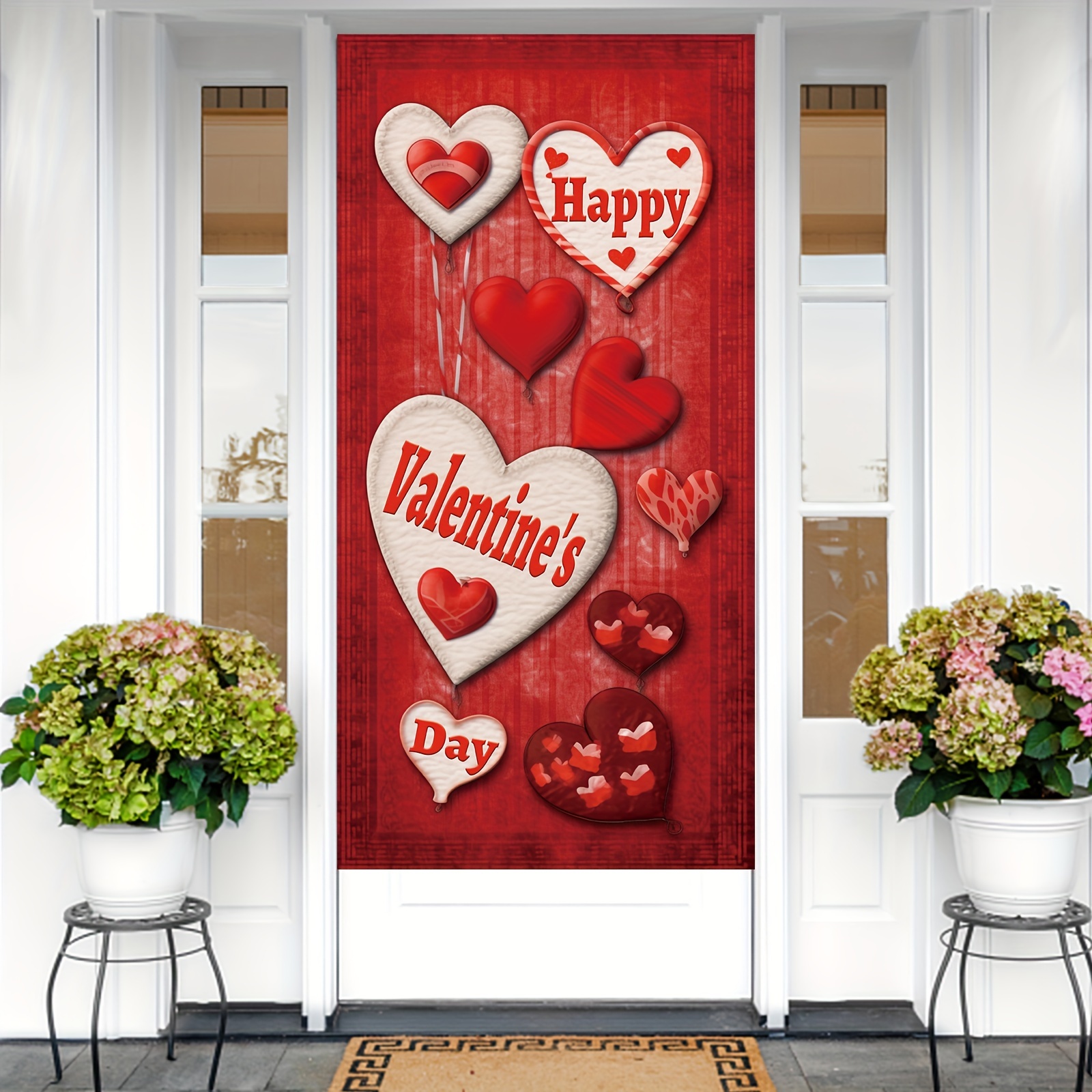 Happy Valentine's Day Door Cover Red Hearts Door Love - Temu Canada