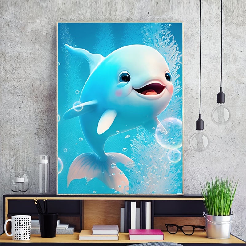 1pc 5D Diamond Painting Kit - Cute Animal Dolphin - Frameless - 7.8x11.8  Inches - Adult DIY Art Project - Perfect Gift For Relaxation And Stress  Relie