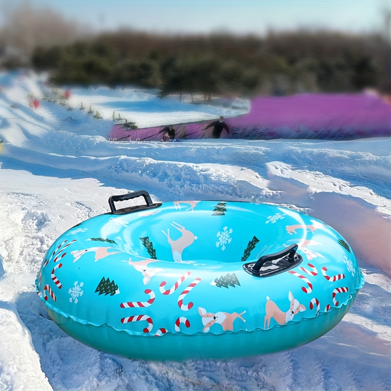 PVC Inflatable Skiing Ring Winter Snowboard Safety Handle Leak Proof Cartoon