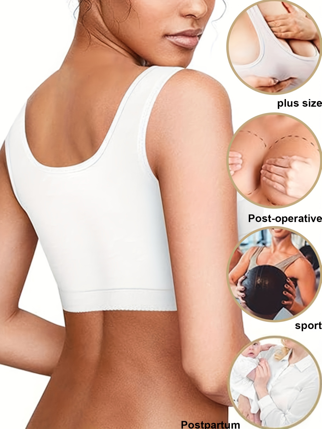 Women Shockproof Sports Bra Seamless Front Zipper Closure Padded Yoga Bra  Top US