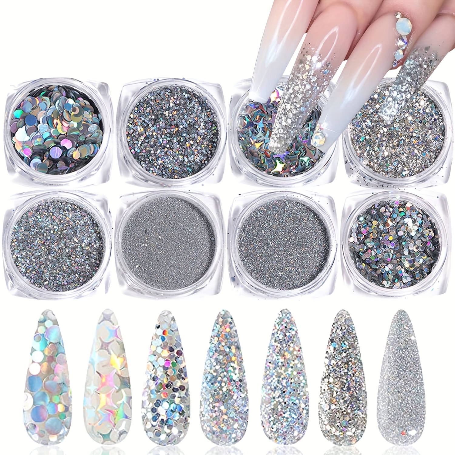 Holographic Glitter For Nails Nail Glitters For Acrylic - Temu