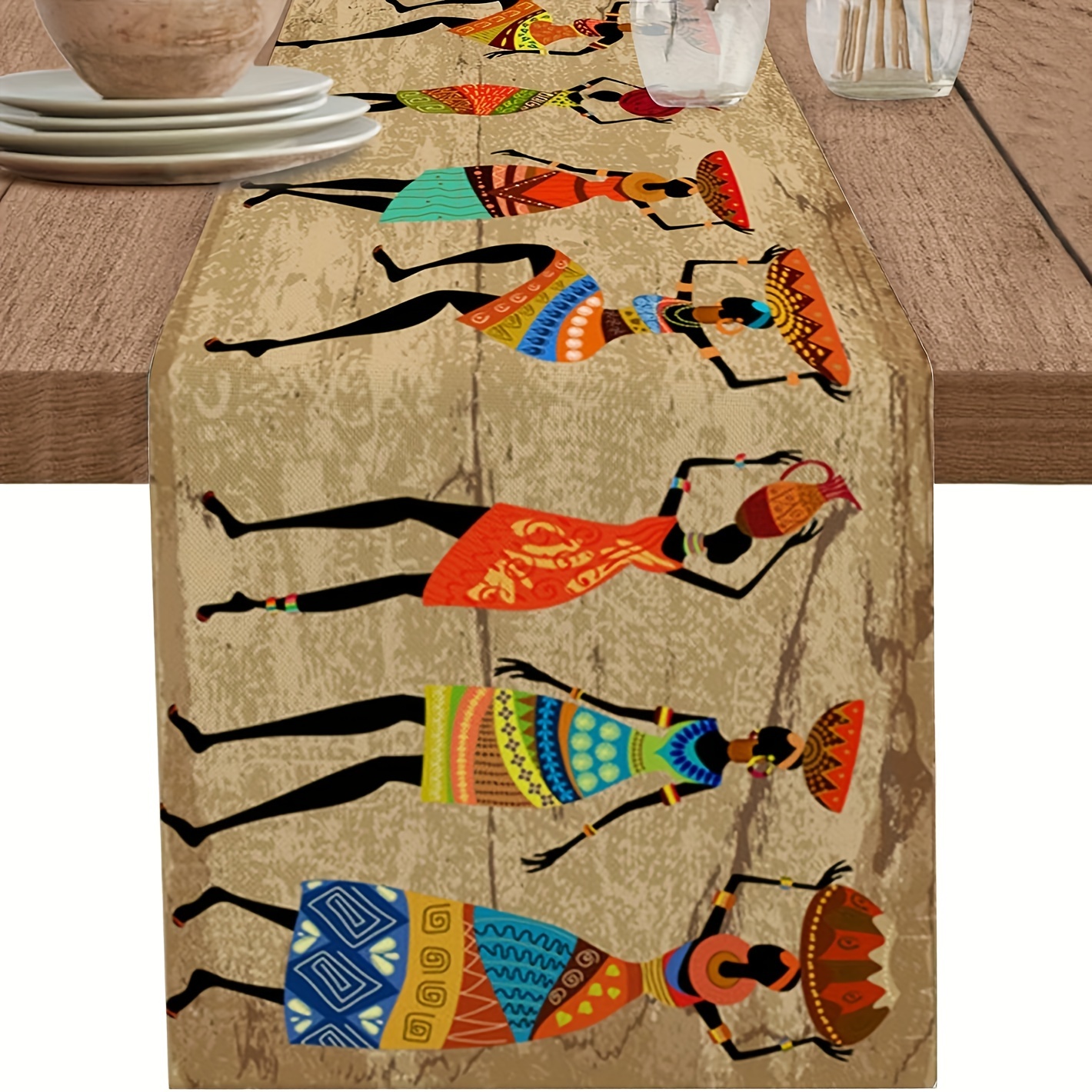 

1pc Table Runner Non-slip Cotton Linen Dining Table Runners Dresser Scarves For Kitchen Dinner Coffee Table Holiday Farmhouse Ancient Egyptian Woman With Traditional Clothes 13 X 72 Inch Easter Gift
