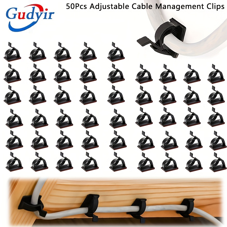 50Pcs Self Adhesive Cable Management Clips Cable Organizers Wire Clips Cord  Holder for TV PC Ethernet Cable under Desk Home Office Outdoor 