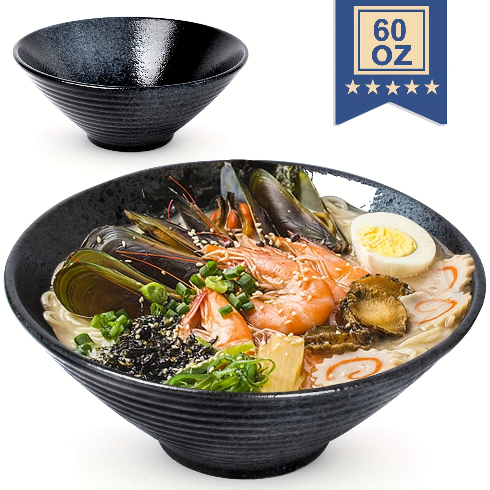 Tenmoku Shironagashi 54.1 oz Multi-Purpose Ramen Noodle Bowls with
