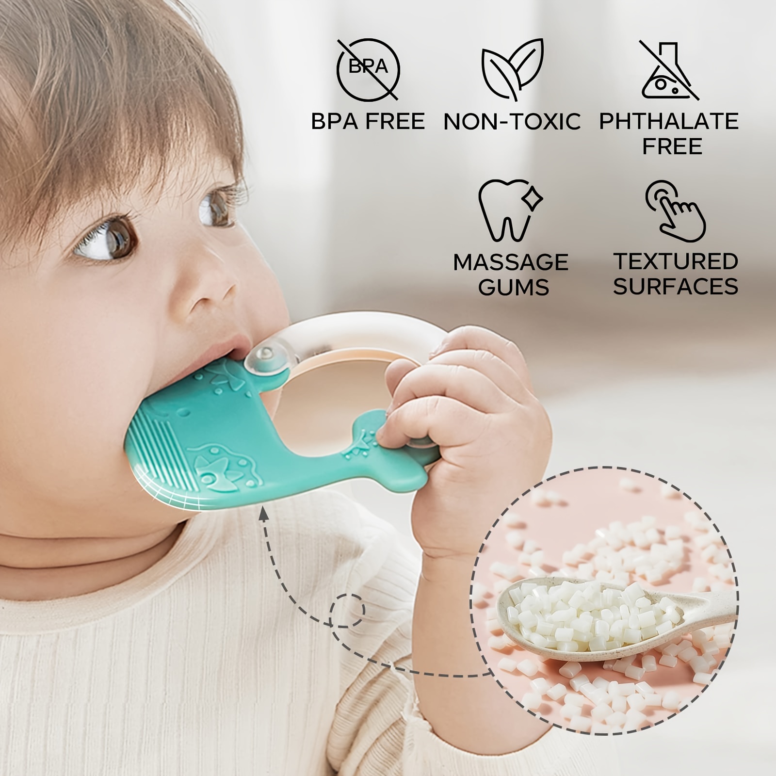 Bc Babycare 10 sonajeros para bebés de 0 a 6 meses, juguetes de dentición  de silicona suave para bebés de 6 a 12 meses, juguetes para bebés de 0 a 6
