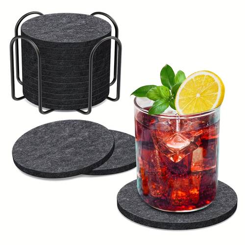 12 pack felt coaster cups with sturdy metal stand soft fabric heat resistant multi use for christmas halloween easter thanksgiving hanukkah kitchen dining table decor festive tableware elegant table accessory durable felt material coaster cups