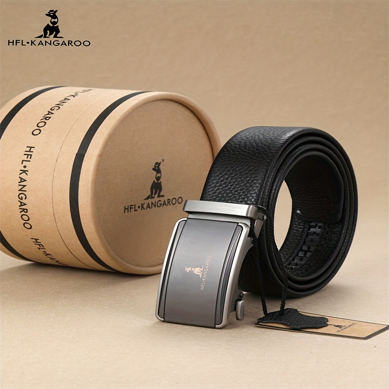 Men Kangaroo & Letter Graphic Automatic Buckle Belt