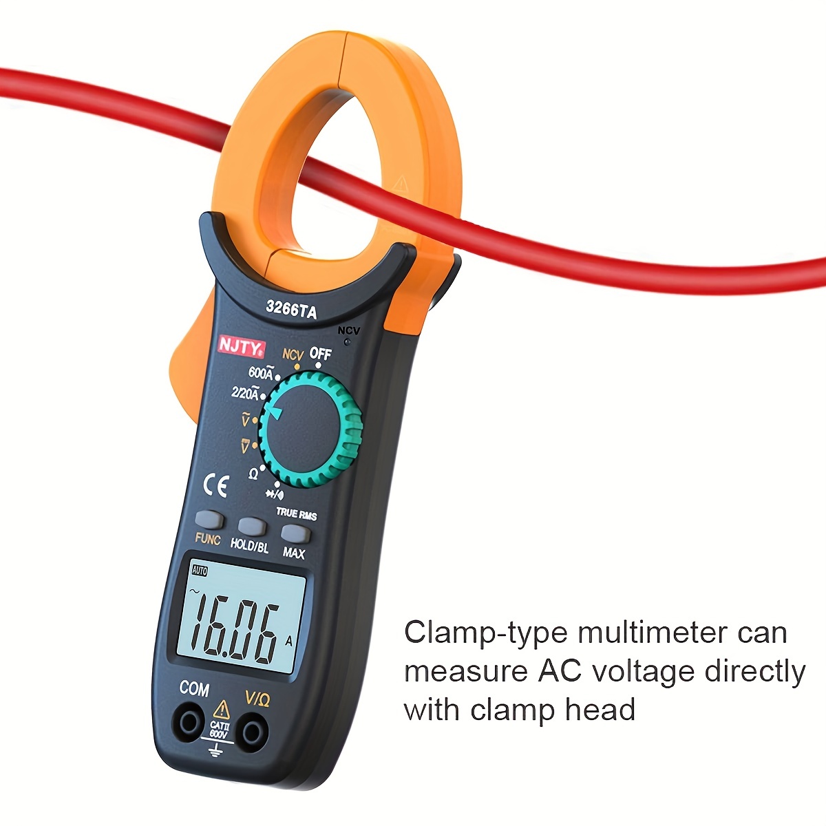 digital clamp meter tester trms 2000 counts auto ranging measures current voltage resistance more
