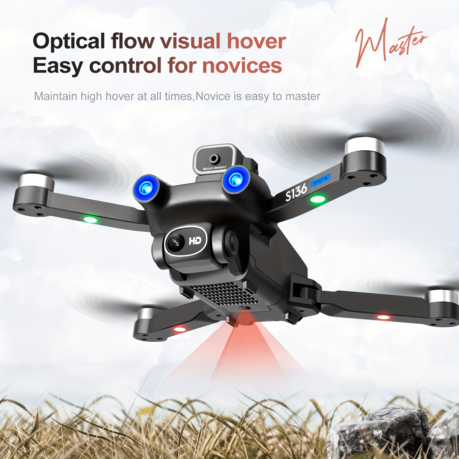 with 2 batteries new s136 quadcopter uav drone with hd esc dual camera gps positioning 360 intelligent obstacle avoidance optical flow hovering one key takeoff and fail safe return perfect for beginners mens gifts details 0