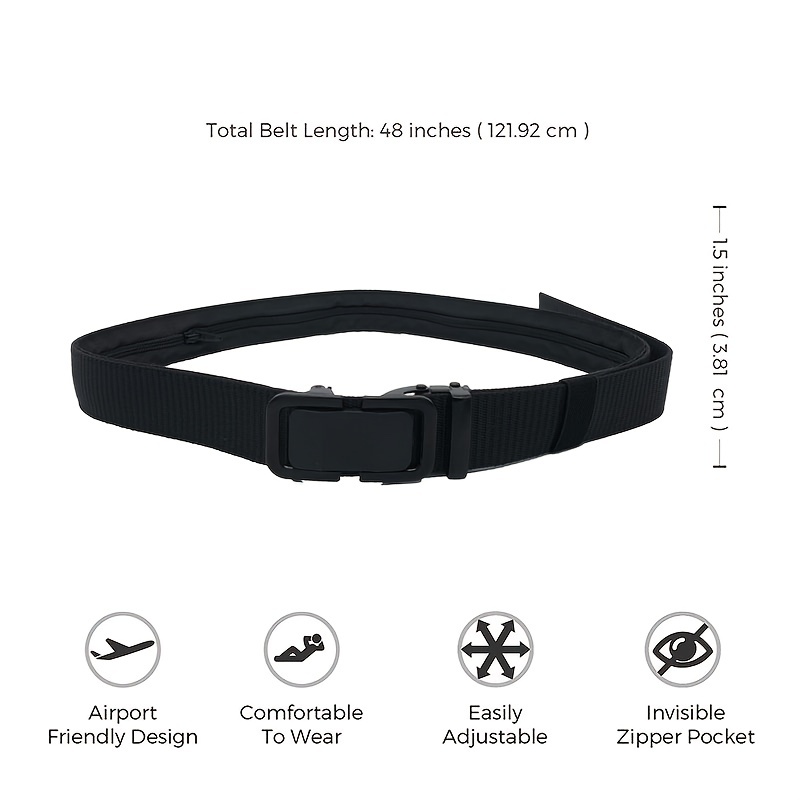 Automatic Buckle Tactical Belt Hidden Money Pocket Travel - Temu