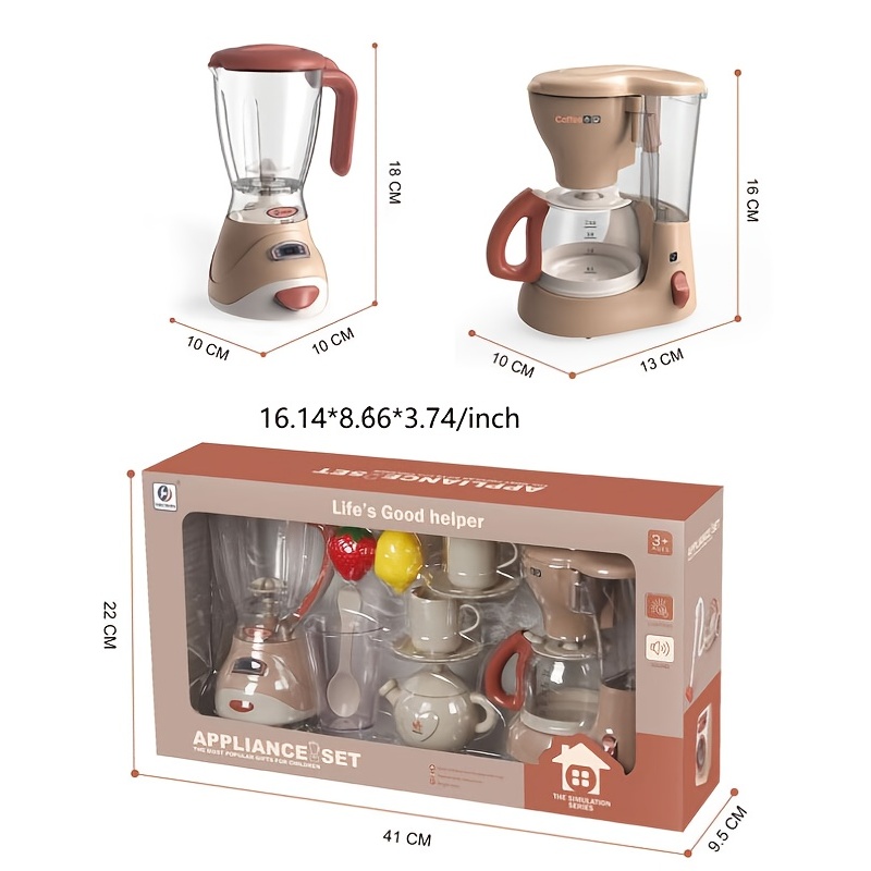 Kitchen Appliances Toy,kids Kitchen Pretend Play Set With Coffee Maker  Machine,blender, Mixer And Toaster With Realistic Light And Sounds, Play  Kitchen Set For Kids Ages 4-8 - Temu