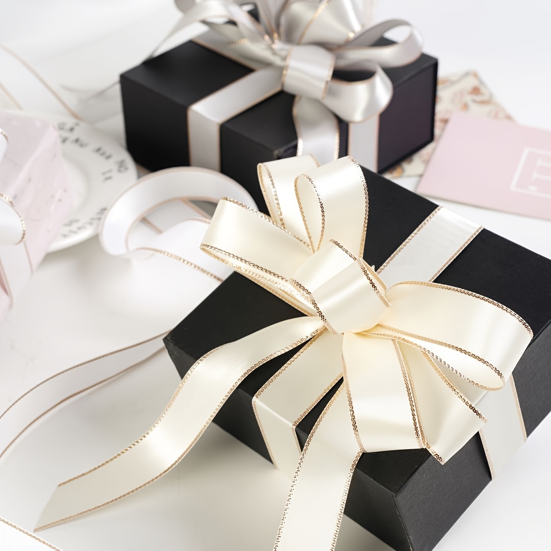 High Thick Double sided Golden Edge Ribbon Flower Gift - Temu