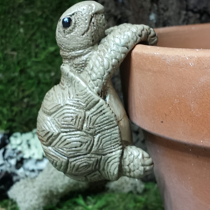 3d Turtle Statue Flower Pot Decor Simulation Animal Turtle - Temu