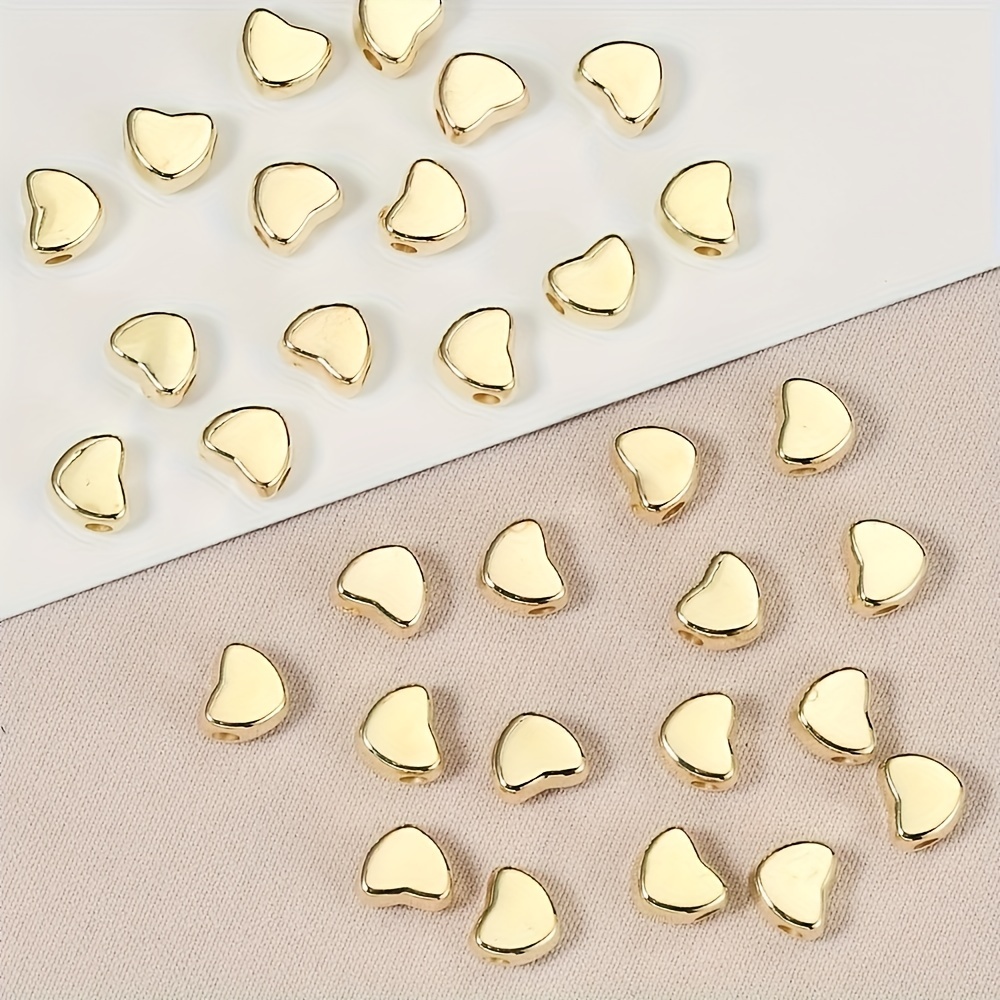 Lot Love Heart Shape Ccb Bead Golden Plated Loose Beads - Temu
