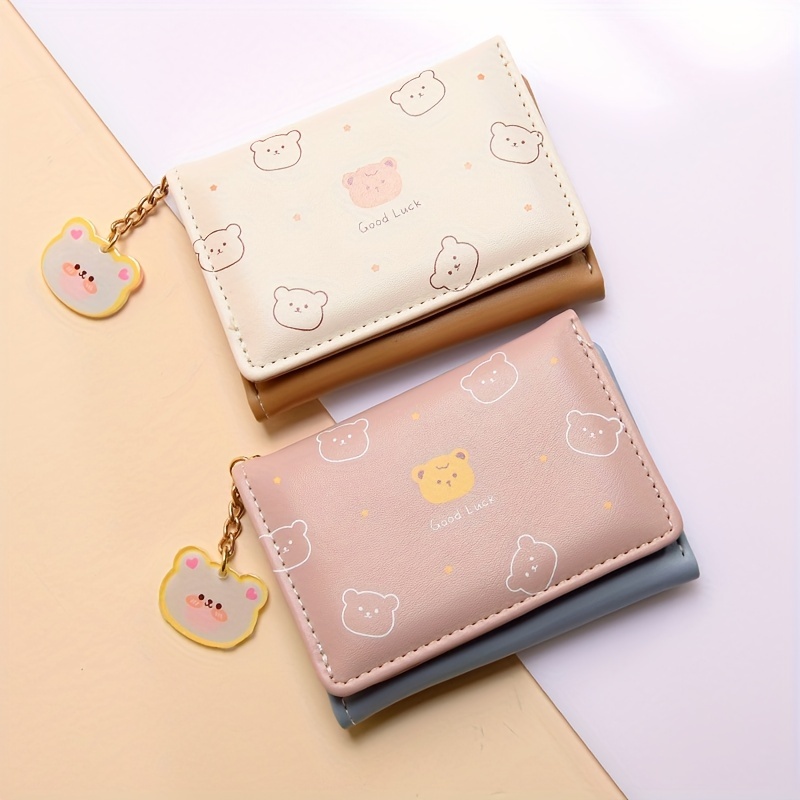 Women's Cute Wallet Bear PU Leather Casual Card Holder Female Girl's Coin  Pouch Women Tri-fold Cartoon Short Wallet - AliExpress