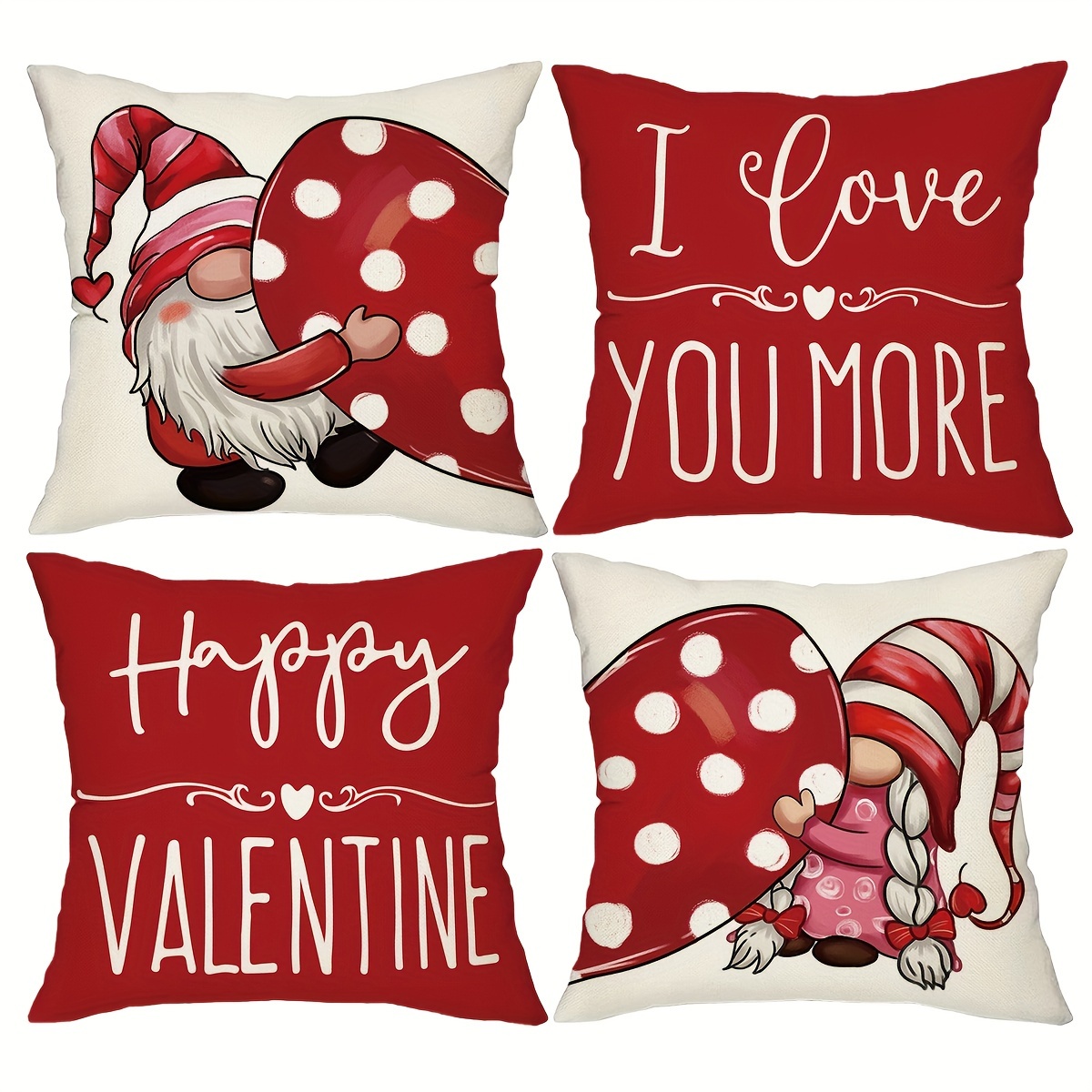 Valentine's Day Throw Pillow Covers, Watercolor Flower Gnome Loving Heart  Bicycle Holiday Decor Cushion Cases,for Couch Sofa Living Room  Outdoor,,without Pillow Inserts - Temu