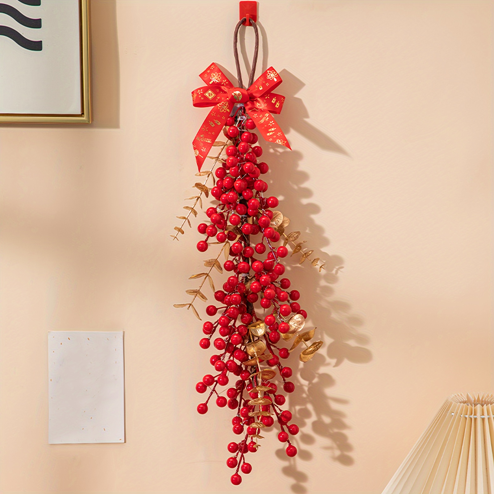 Christmas Red Berry Garland Decor Artificial Red Berry - Temu