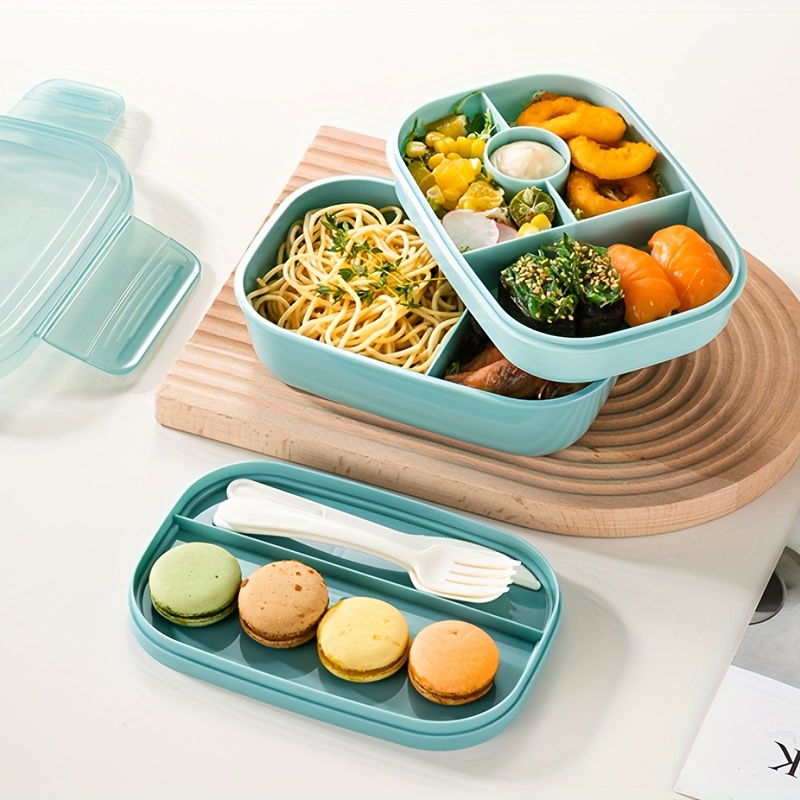 Bento Box 1900ml Double Stackable Lunch Box Container Meal Prep Containe  With Cutlery 5 Compartment Sealed Fresh-keeping Box Bpa-free Lunch Box For  Ad