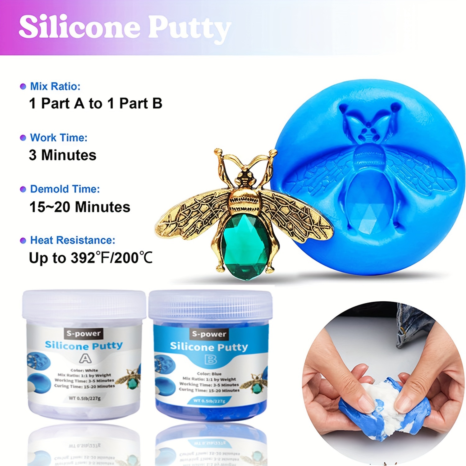 Mold Putty Silicone Mold Making Kit, Super Easy 1:1 Mix Mold Putty