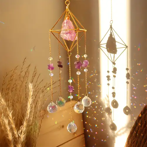 Crystal Suncatchers Hanging Wind Chime Style Garden Light Catcher Rainbow  Maker Main Plaqué Or Light Catcher