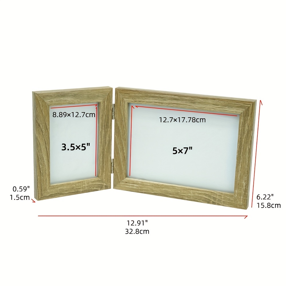 4x6 Double Picture Frame Dual Grey Hinged Photo Frame Wooden - Temu