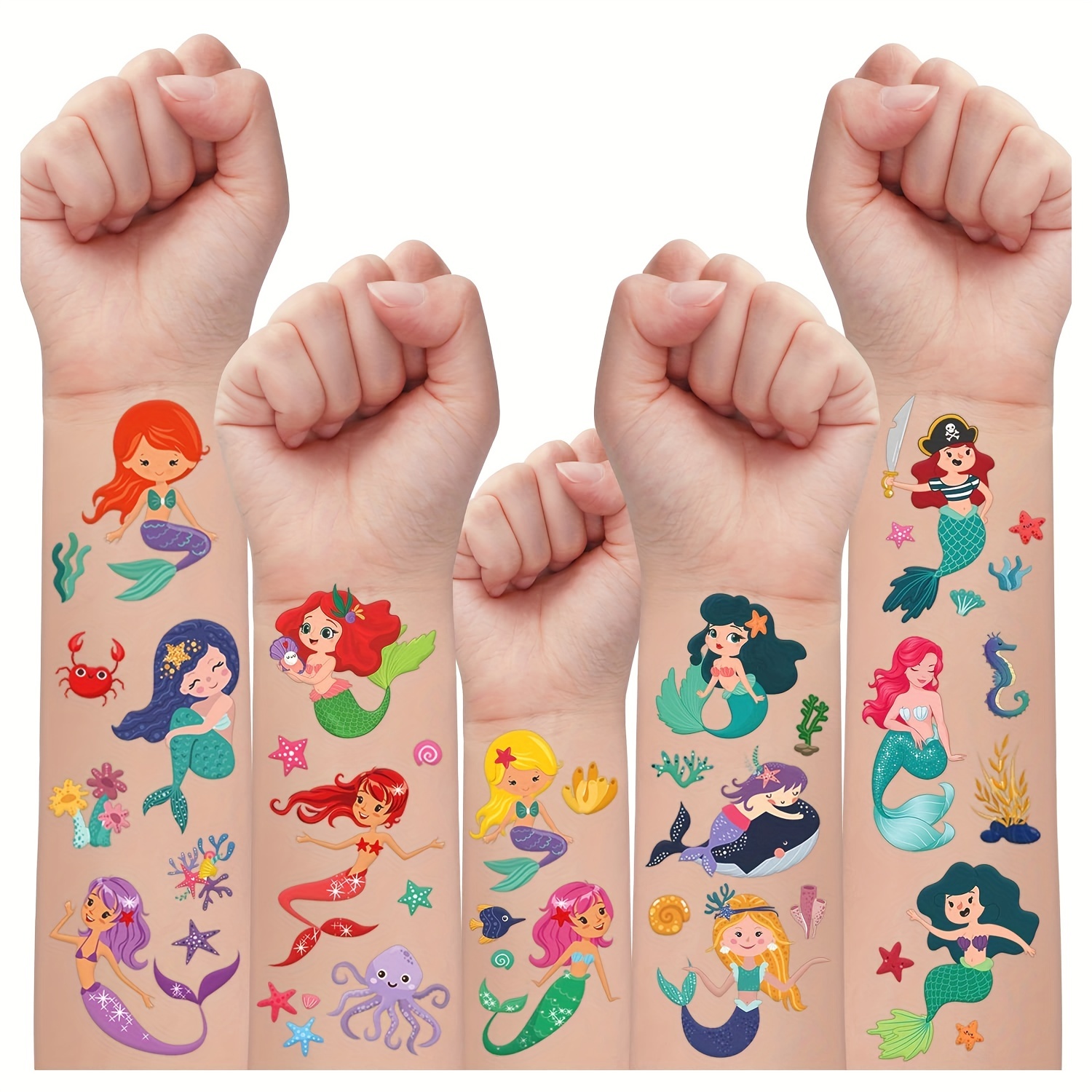 160 Styles Mermaid Tattoos For Party Supplies Mermaid Party - Temu