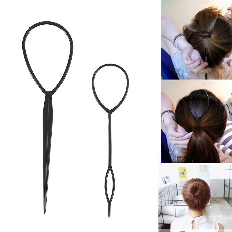 4PCS/Set Hair Tools Ponytail Creator Plastic Loop Popular Hair Styling  Tools Black Topsy Tail Clip Hair Braid Maker Salon