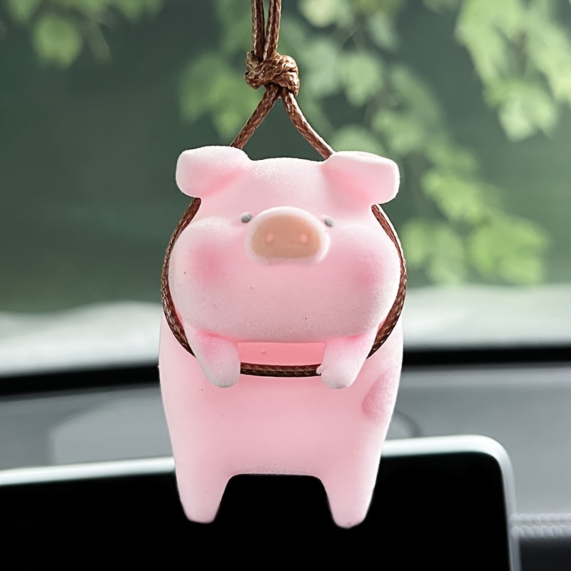 Qfungye Swing Cute Pig Cool Car Decor Accessories Interior Rear View Mirror  Pendant,Hanging Ornament for Women（Must Haves Kawaii Aesthetic）…