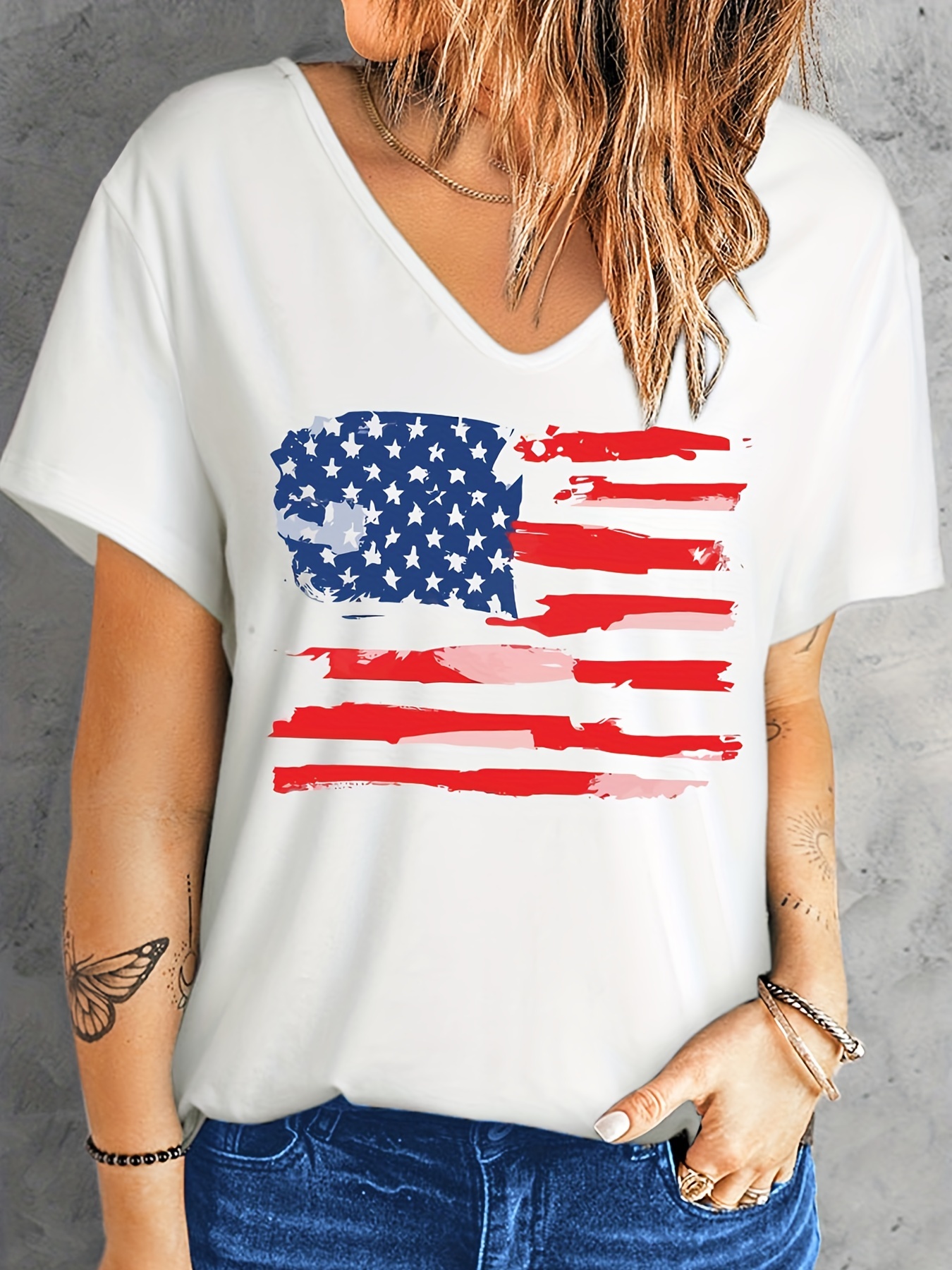 Shirts For Women Short Sleeve USA Flag Print Casual Tee Shirts Summer  Casaul O Neck Tee Tops Women's Casual Shirts Long Sleeve White Tee Women 