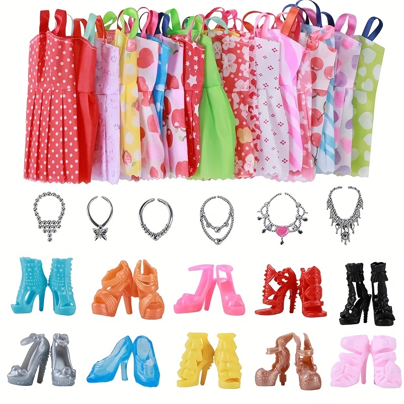 26pcs Mixed Style Mini Skirts, Necklace, Shoes Doll Accessories Set
