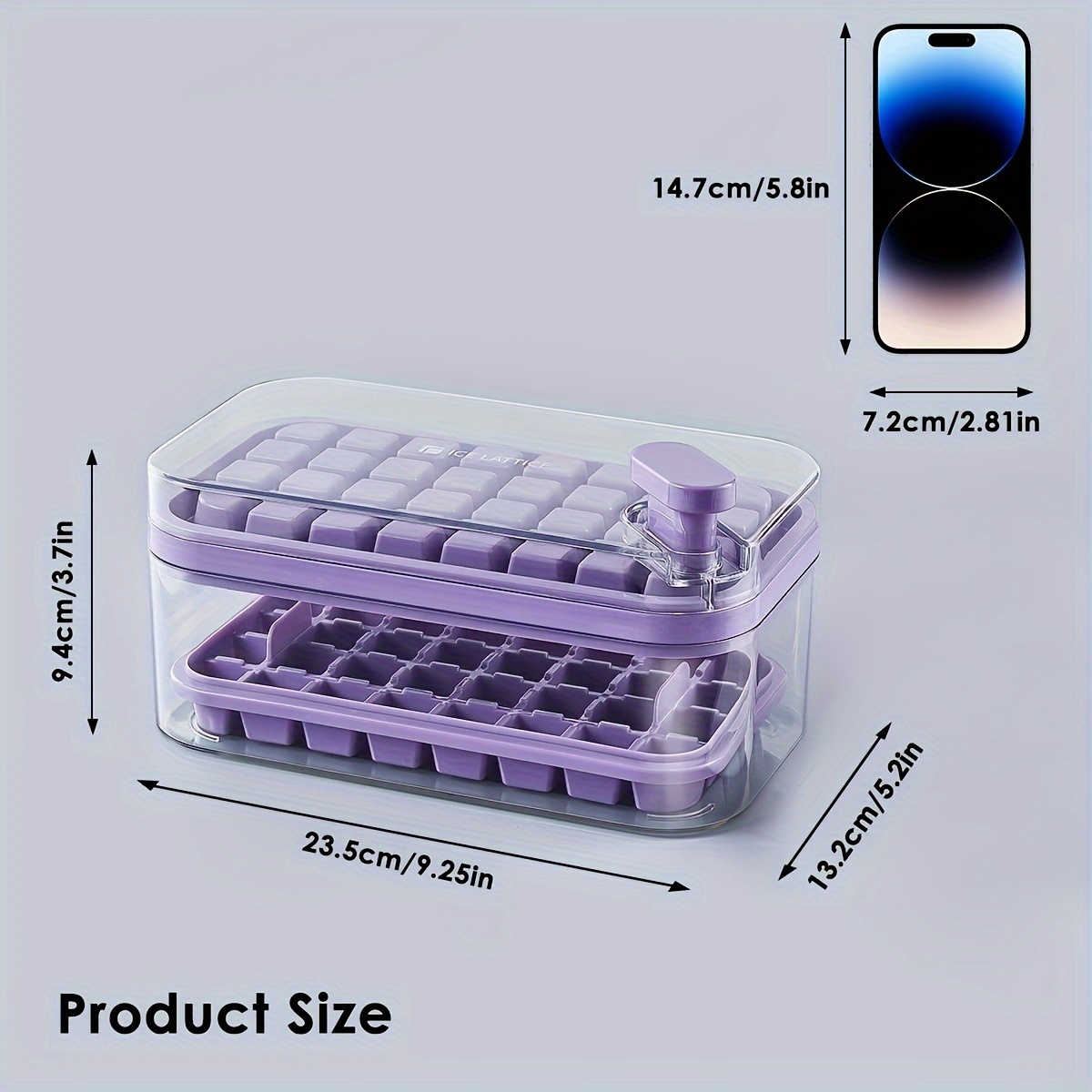 Ice Cube Tray for Freezer with Lid, Silicone Ice Trays with with  Spill-Resistant Removable Cover, 76 Ice Cubes for Coffee, Whiskey, Cocktail  Easy