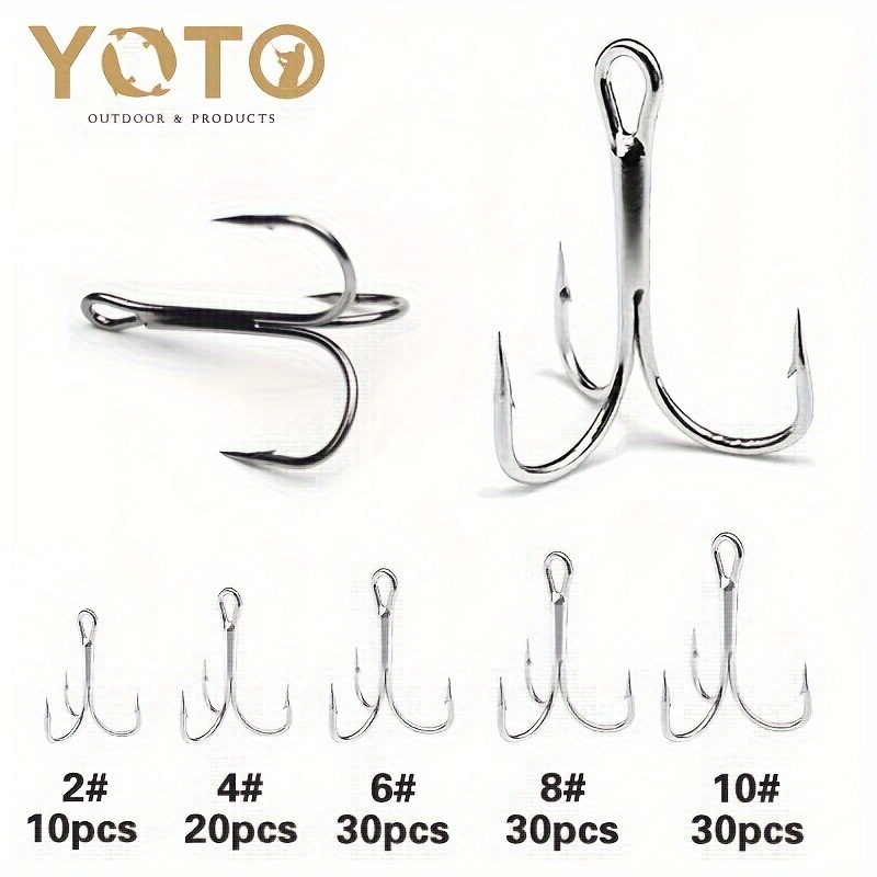 Fishing Treble Hooks Kit High Carbon Steel Hooks Strong Sharp Round Bend for  Lures Baits Saltwater