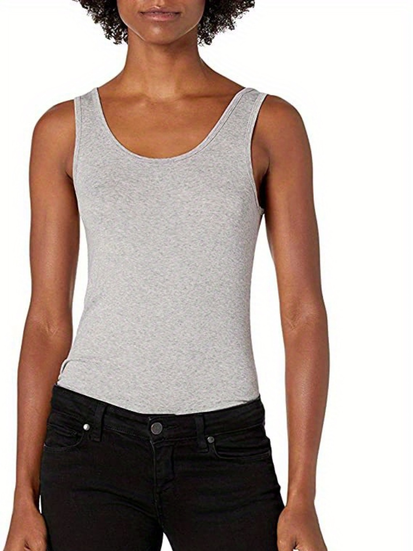 Women's Seamless Sports Tank Top w/ Scoop Neck - Sizes Small-XL - Grey