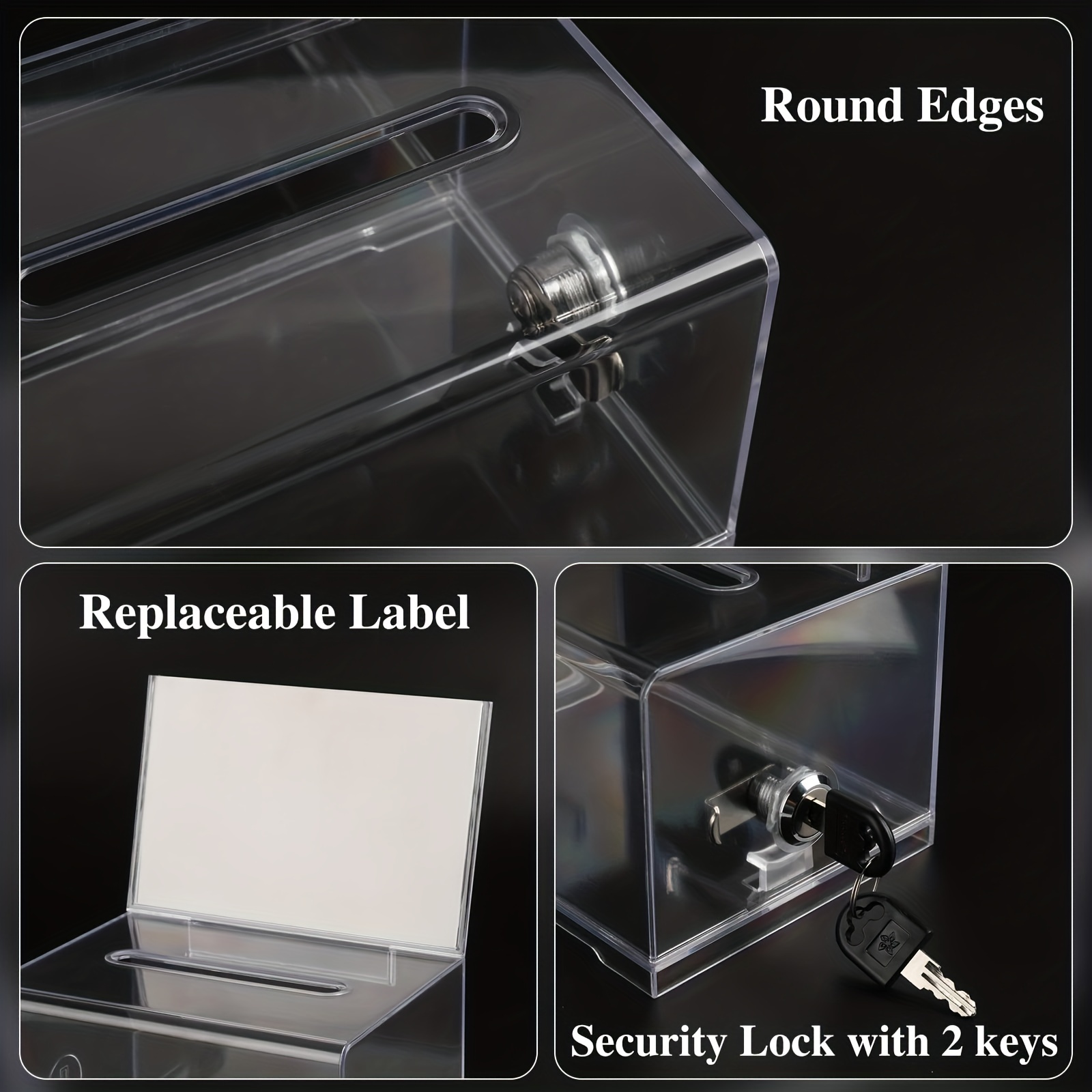 Acrylic Donation Box With Lock Ballot Box Sign Holder