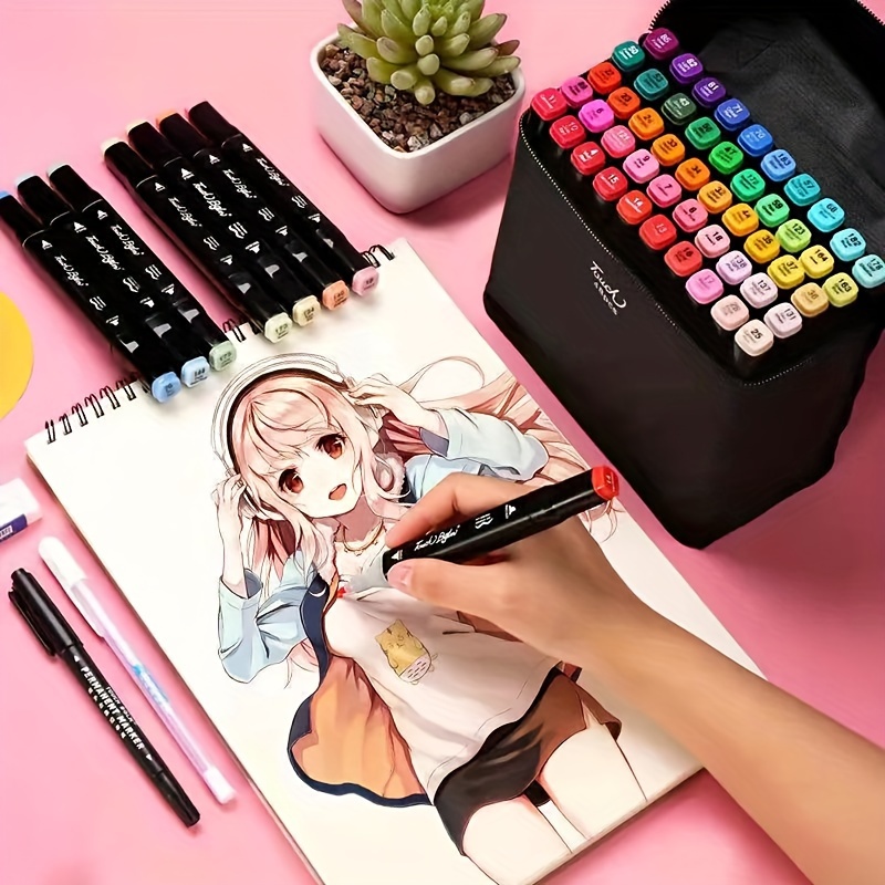 Anime Manga Style Color Markers Set Felt Pen Sketching Dual Tip