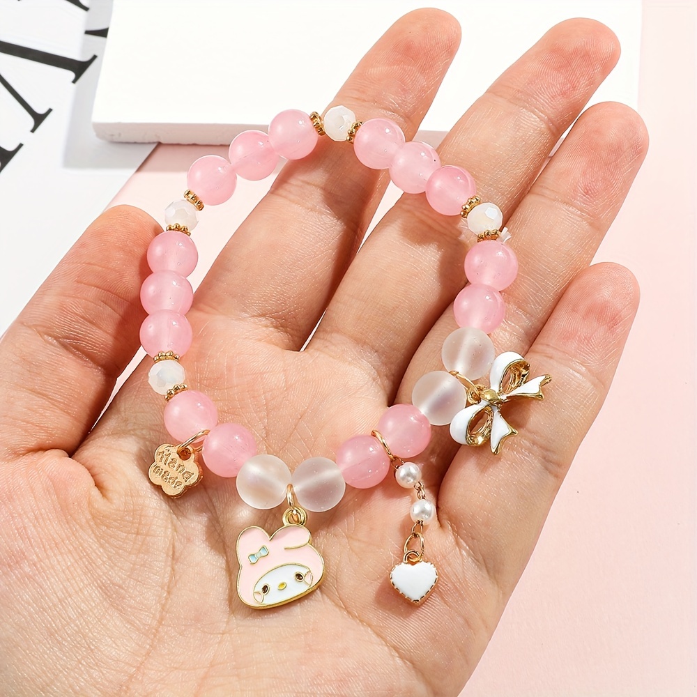 1pc Cute Anime Sanrio Christmas Style Bracelet, Cute Hello Kitty Kuromi  Melody Charms Beads Bracelet, Simple Y2K Jewelry Accessories, Ideal choice  for