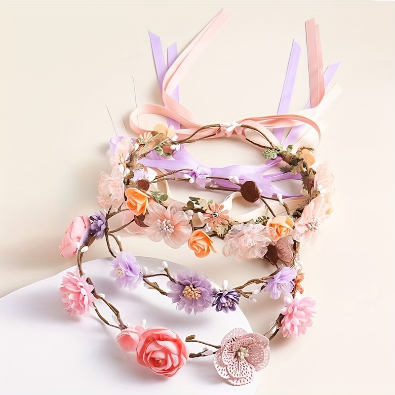 Diadema para niña de flores rosa - Deflorenflortocados