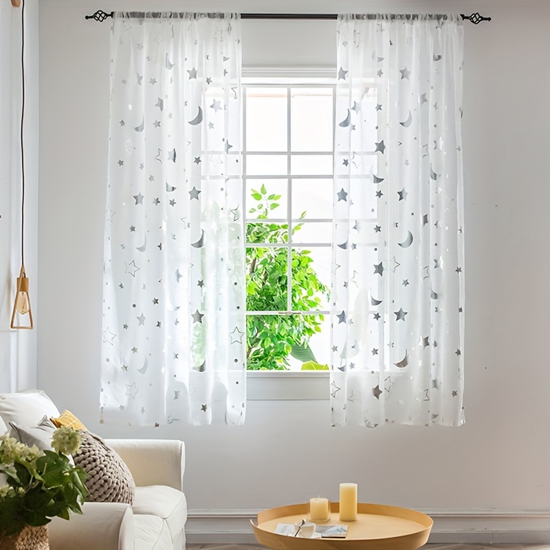 Cortina con Ojales Transparente Aspecto para Ventana Cortina Decorativo  para Salón Habitación Infantil Dormitorio 2 Piezas