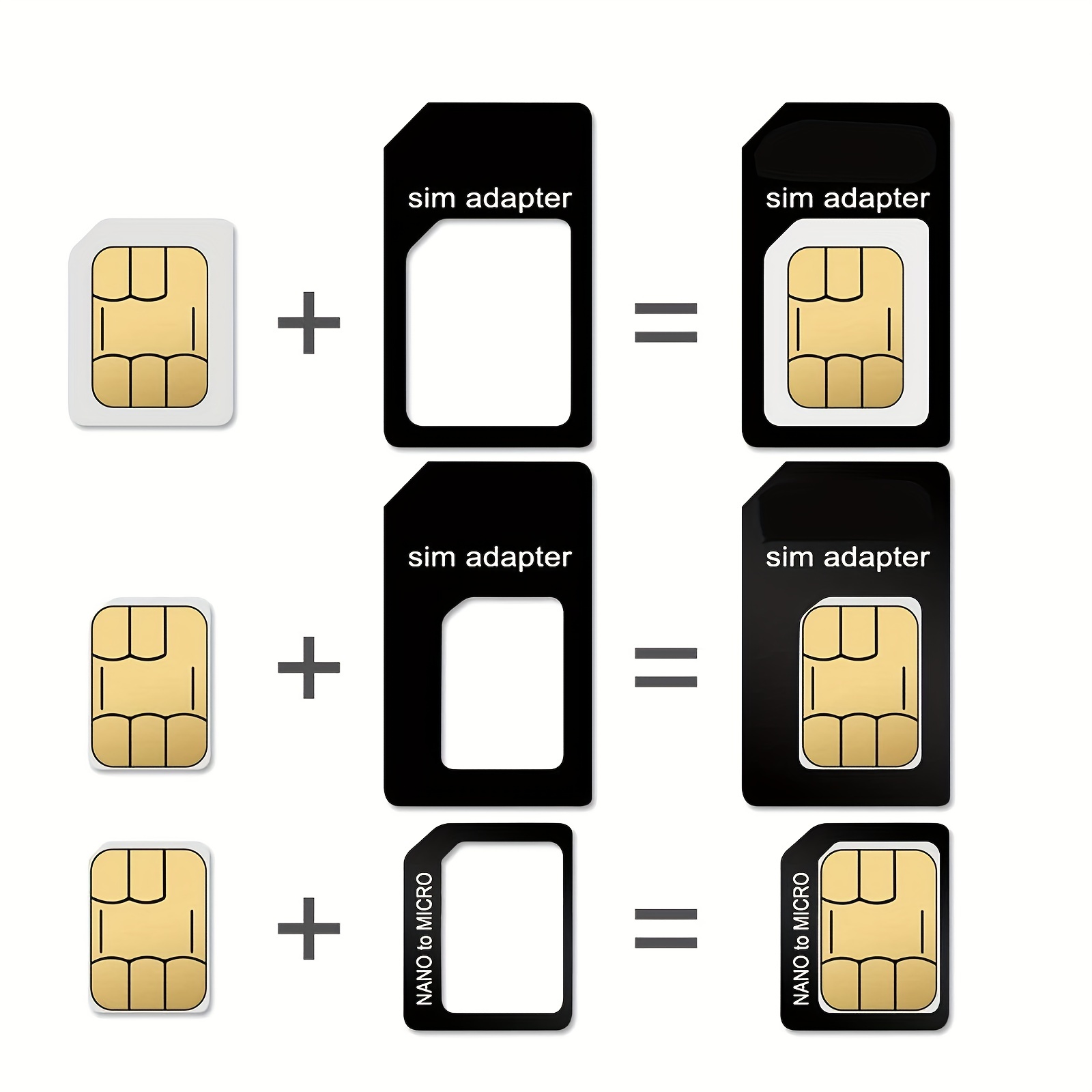 Adaptador de tarjeta SIM, kit de convertidor estándar 4 en 1, convertidor  nano micro estándar con bandeja de acero Pin de expulsión para smartphone