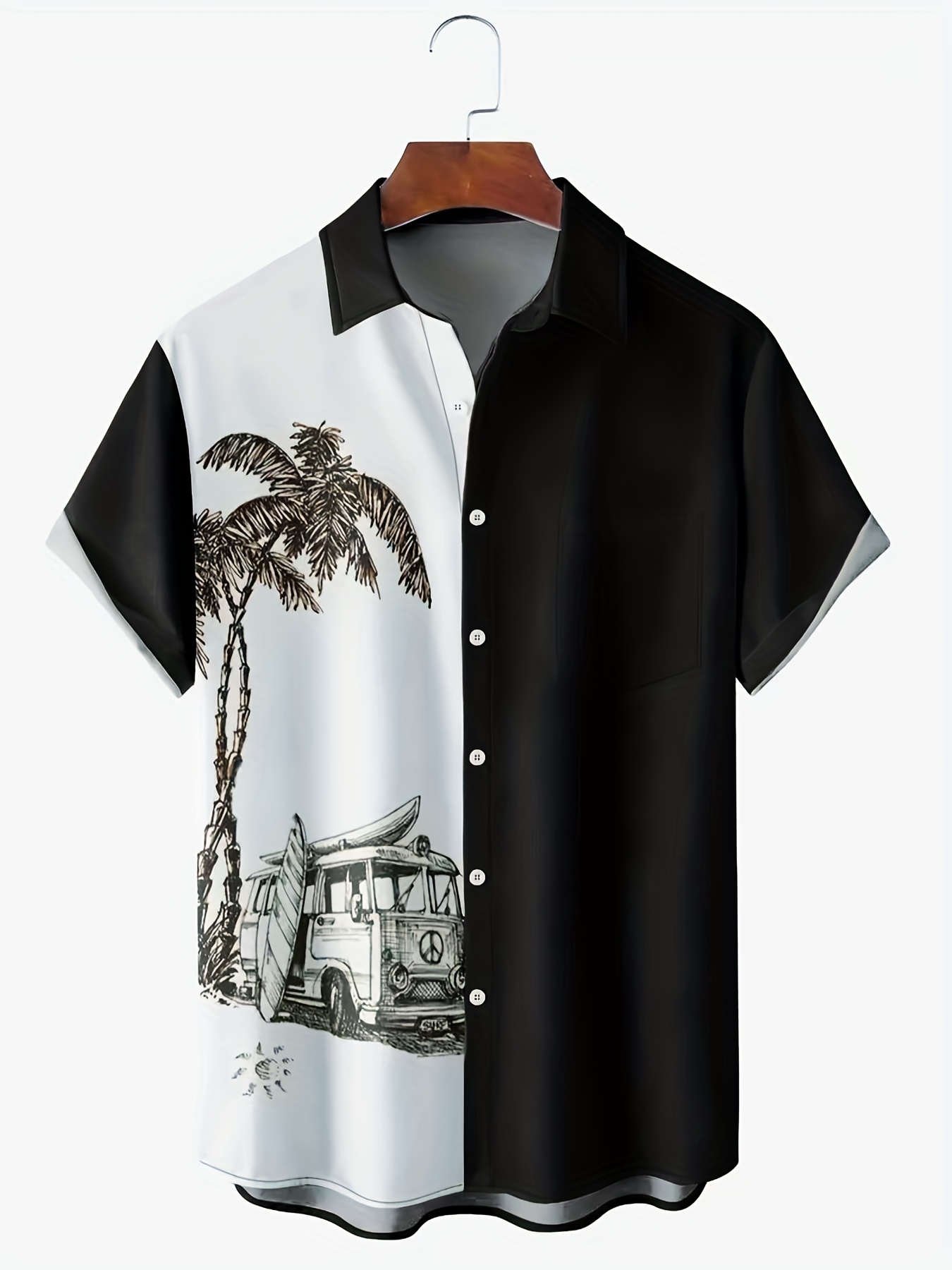 Men's Casual Button-up Short Sleeve Shirt Floral Hawaiian Shirt Casual  Hawaiian Print Shirt - Temu