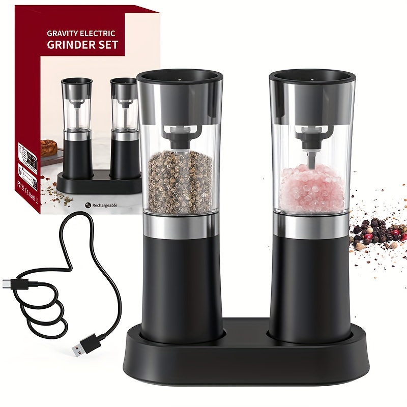 Pepper Grinder, Household Sea Salt Ginder, Electric Adjustable Spice Grinder,  Automatic Pepper Mill, Reusable Usb Rechargeable Pepper Crusher For Kitchen  Camping Picnic Camping, Kitchen Gadgets, Kitchen Supplies, Chrismas Gifts,  Halloween Gifts 